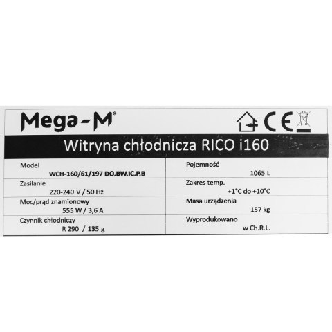 Witryna Chłodnicza 1065l Rico I160 Podświetlana Reklama 160x61x198