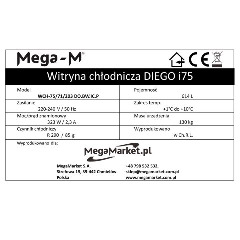 Witryna Chłodnicza Gastronomiczna Sklepowa Diego 614l H=203 Cm