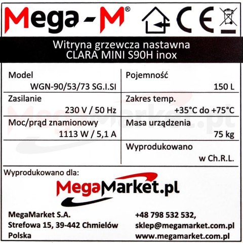 Witryna Chłodnicza Nastawna Do Kawiarni Clara Mini S90 Inox 90x53x73