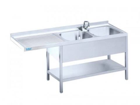 Stół ze Zlewem po lewej stronie i Ociekaczem 2-komorowy 1500x600x850