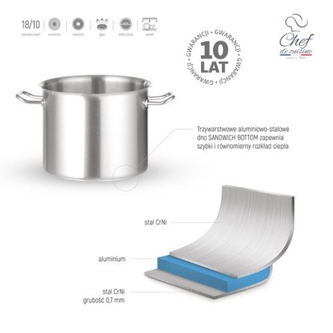 Garnek Ze Stali Nierdzewnej Niski 4,7l ⌀240x105 Chef De Cuisine