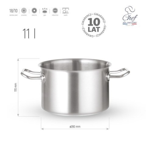 Garnek Ze Stali Nierdzewnej Średni 11l ⌀280x170 Chef De Cuisine