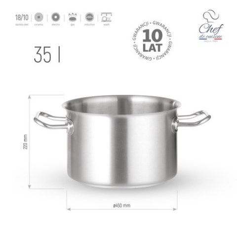 Garnek Ze Stali Nierdzewnej Średni 35l ⌀450x220 Chef De Cuisine