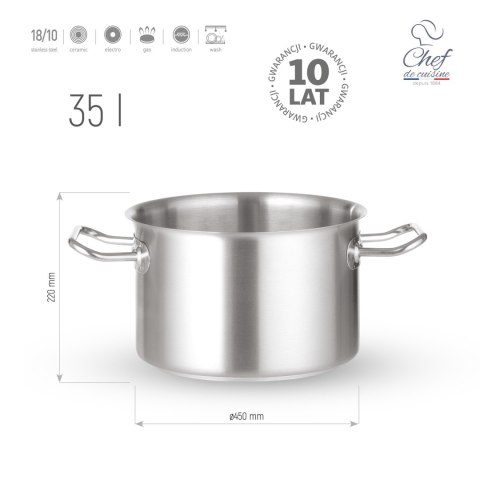 Garnek Ze Stali Nierdzewnej Średni 35l ⌀450x220 Chef De Cuisine