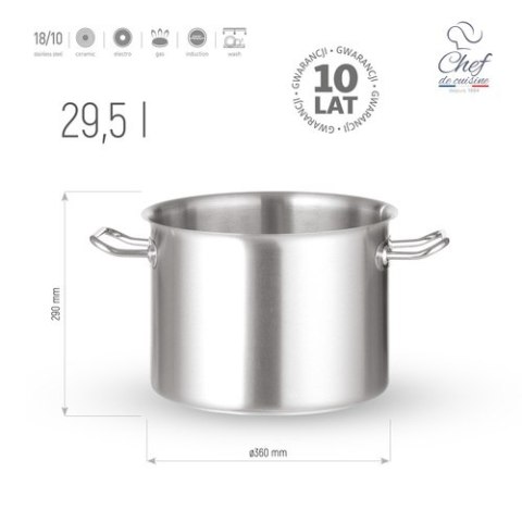 Garnek Ze Stali Nierdzewnej Wysoki 29,5l ⌀360x290 Chef De Cuisine