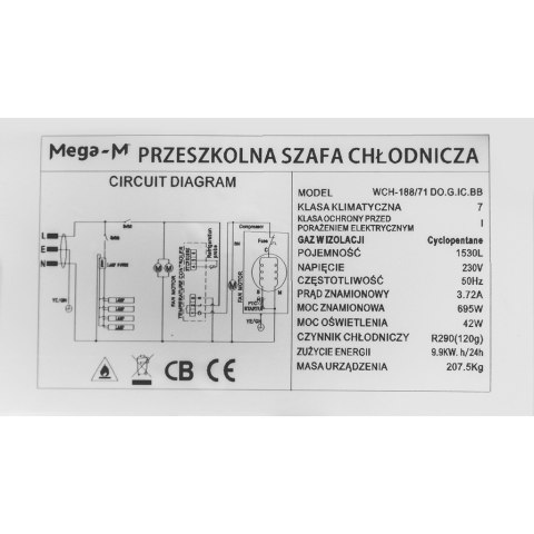 Witryna Chłodnicza Sklepowa Przeszklona1664l 188x71x200 Mtp001963