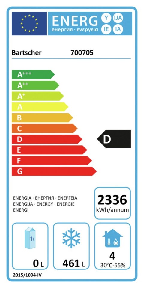 Profesjonalna Zamrażarka Szafa Mroźnicza 655x855x2050 Bartscher 700705