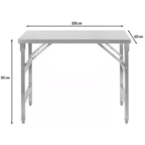 Stół Gastronomiczny Roboczy Składany 100x60x85cm Stal Nierdzewna