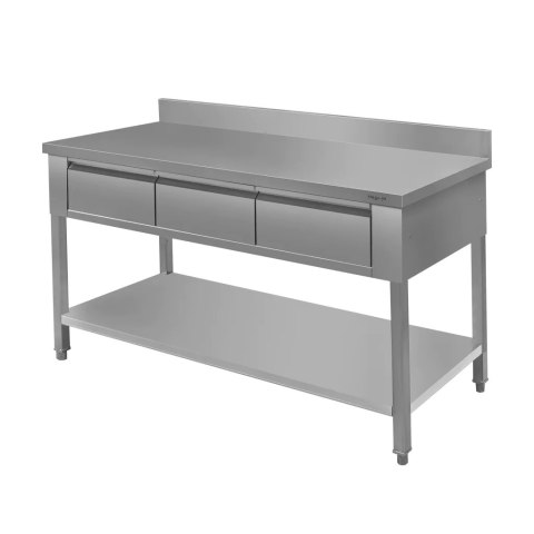 Stół roboczy z półką i szufladami 150x60x85 stal nierdzewna MTP001692