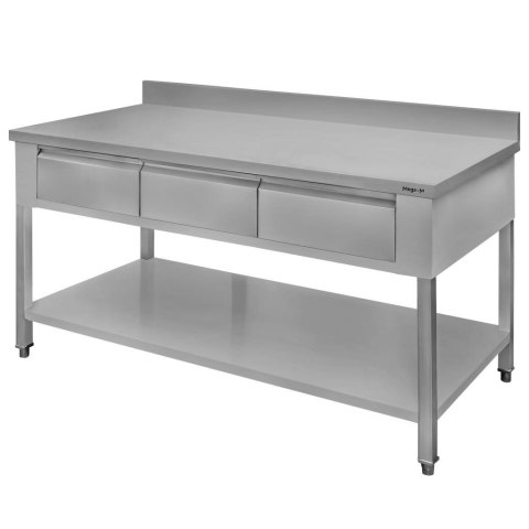 Stół roboczy z półką i szufladami 150x70x85 stal nierdzewna MTP001731