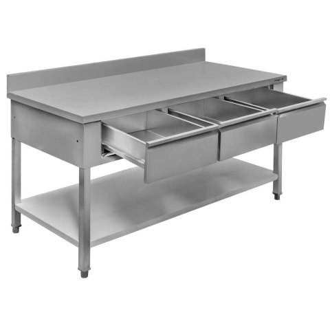 Stół roboczy z półką i szufladami 150x70x85 stal nierdzewna MTP001731