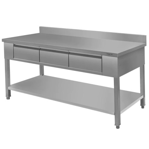 Stół roboczy z półką i szufladami 180x60x85 stal nierdzewna MTP001693