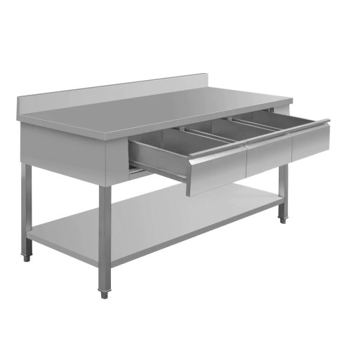 Stół roboczy z półką i szufladami 180x60x85 stal nierdzewna MTP001693