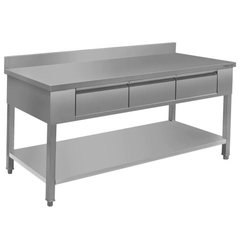 Stół roboczy z półką i szufladami 180x70x85 stal nierdzewna MTP001732