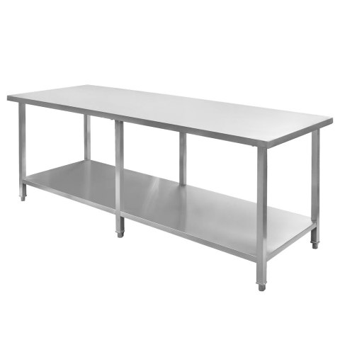 Stół centralny z półką 6 nóg 220x70x85 stal nierdzewna MTP001750