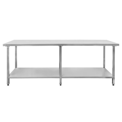 Stół centralny z półką 6 nóg 220x70x85 stal nierdzewna MTP001750