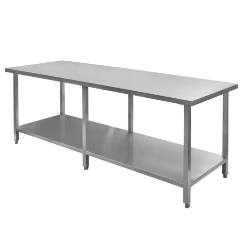 Stół centralny z półką 6 nóg 220x70x85 stal nierdzewna MTP001750