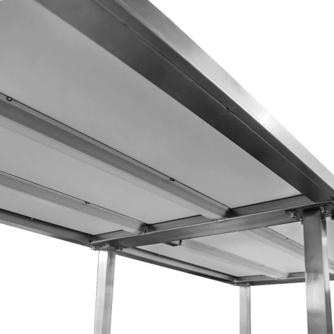 Stół centralny z półką 6 nóg 220x80x85 stal nierdzewna MTP001752