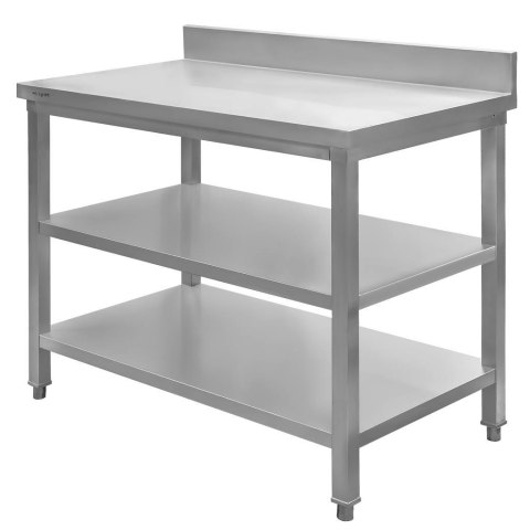 Stół roboczy 2 półki z rantem 100x70x85 stal nierdzewna MTP001757
