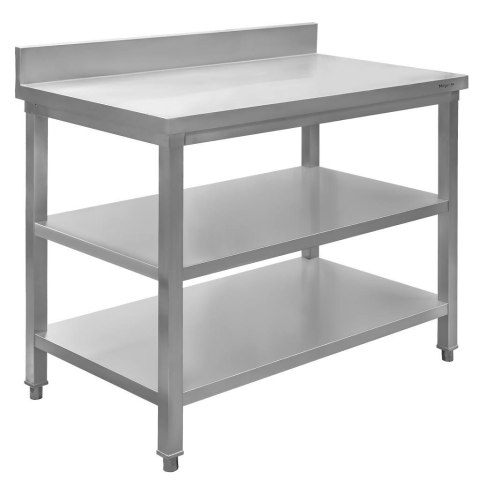 Stół roboczy 2 półki z rantem 100x70x85 stal nierdzewna MTP001757
