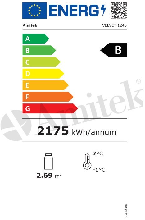 Profesjonalna Witryna Cukiernicza, 530L, biała, Velvet 1240, Amitek 1140032