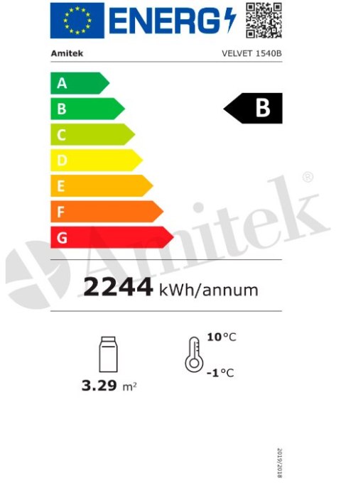 Profesjonalna Witryna cukiernicza, 670L,czarna, Velvet 1540B, Amitek 1140035