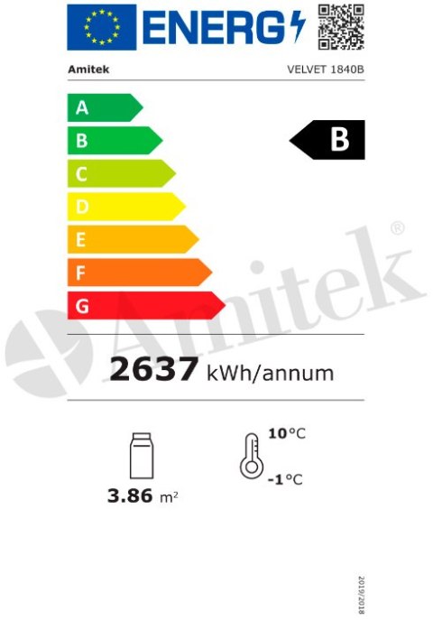 Profesjonalna Witryna Cukiernicza, 810L, czarna, Velvet 1840B, Amitek 1140037