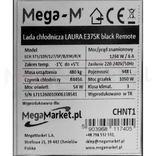 Bok regału Laura EM czarny lewy panel boczny CHNT6