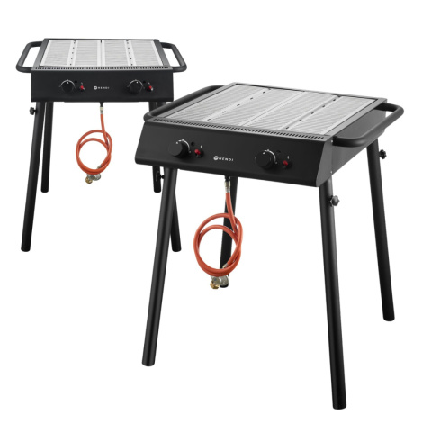 Grill Gazowy Xantos Black 9,5 kW 770x710x(H)870 Czarny Gastronomiczny Hendi 148631