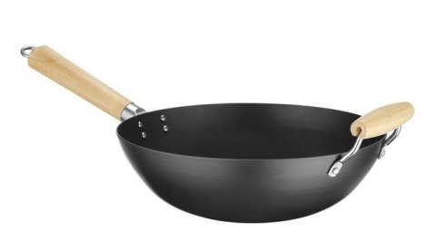 Wok ze Stali Węglowej z Drewnianym Uchwytem ⌀324x565 Hendi 627907