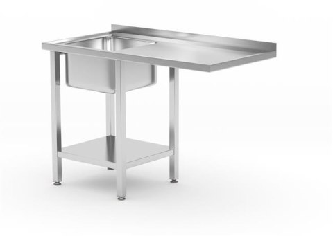 Stół Ze Zlewem Półką Skręcany,Lewy 1200x700x850mm Hendi 237519