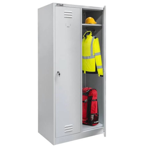 Szafka BHP ubraniowa 2 drzwiowa 80 cm szara pracownicza MTP002639