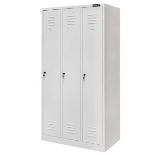 Szafka BHP ubraniowa 3 drzwiowa 90 cm szara do szatni pracowniczej MTP001937