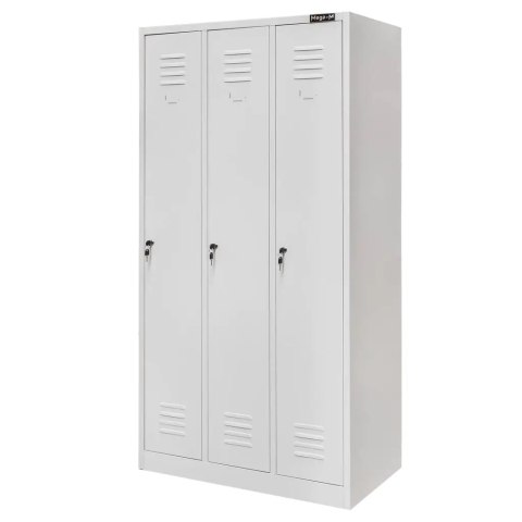 Szafka BHP ubraniowa 3 drzwiowa 90 cm szara do szatni pracowniczej MTP001937