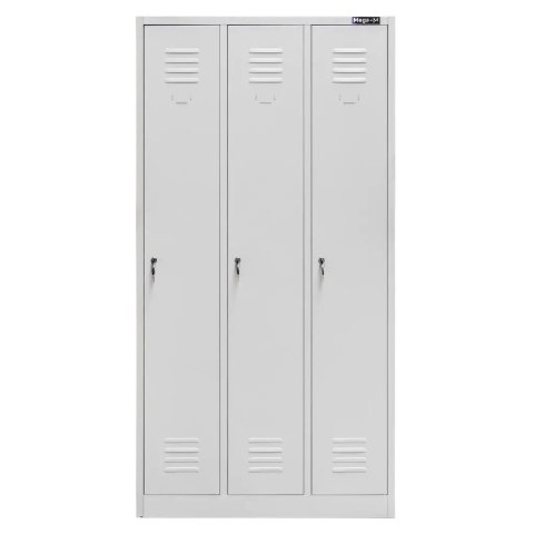 Szafka BHP ubraniowa 3 drzwiowa 90 cm szara do szatni pracowniczej MTP001937
