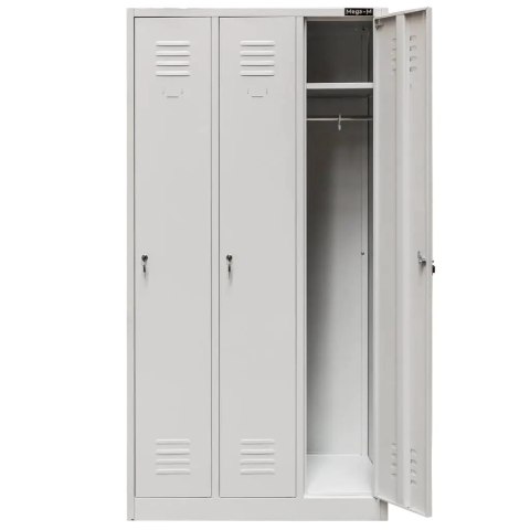 Szafka BHP ubraniowa 3 drzwiowa 90 cm szara do szatni pracowniczej MTP001937