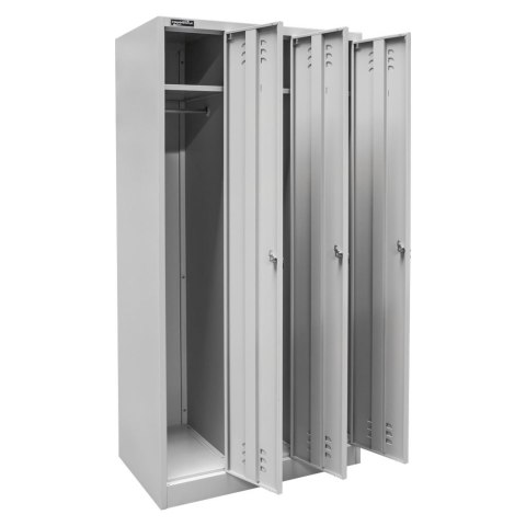 Szafka BHP ubraniowa 3 drzwiowa 90 cm szara do szatni pracowniczej MTP001937