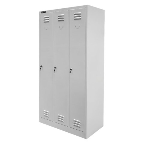 Szafka BHP ubraniowa 3 drzwiowa 90 cm szara do szatni pracowniczej MTP001937
