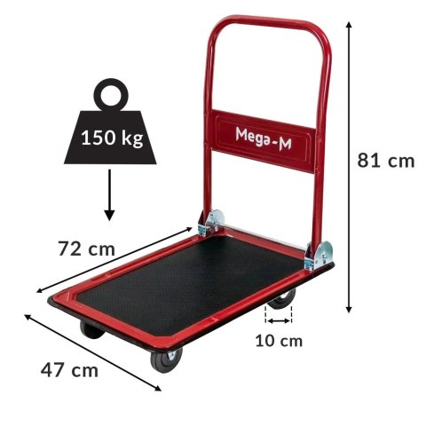 Wózek platformowy magazynowy 150kg koła na łożyskach MTP002749