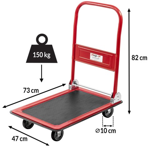 Wózek platformowy magazynowy 150kg koła na łożyskach MTP002749