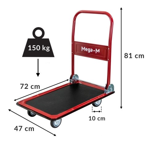 Wózek platformowy magazynowy udźwig 150kg poręczny MTP002748