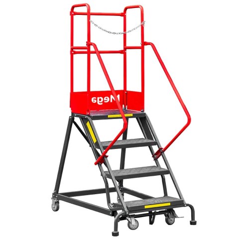 Drabina magazynowa przejezdna 4 stopnie wysokość 102 cm MTP003337