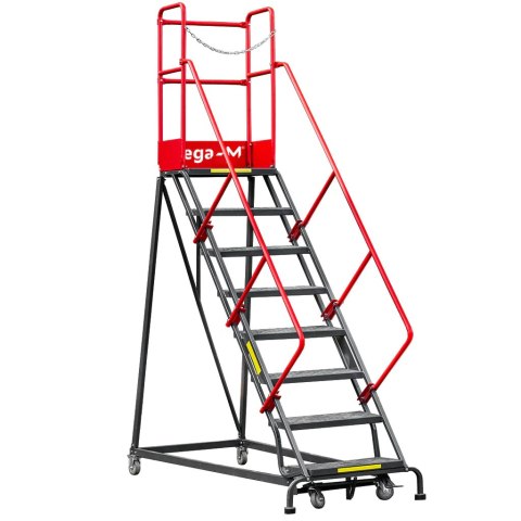 Drabina magazynowa przejezdna 8 stopni wysokość 204 cm MTP003338