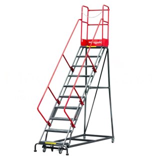 Drabina magazynowa przejezdna 10 stopni wysokość 255 cm MTP003339