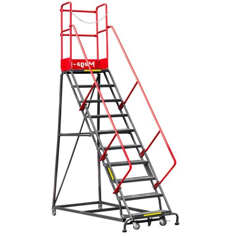 Drabina magazynowa przejezdna 10 stopni wysokość 255 cm MTP003339