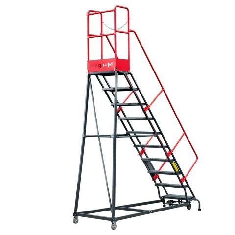 Drabina magazynowa przejezdna 10 stopni wysokość 255 cm MTP003339