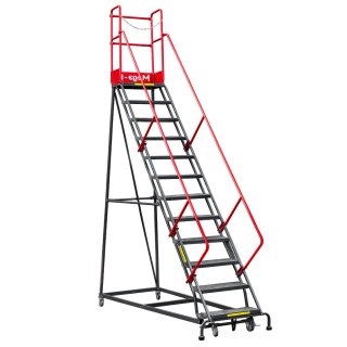 Drabina magazynowa przejezdna 12 stopni wysokość 306 cm MTP003340