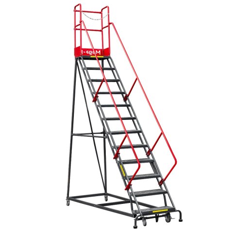 Drabina magazynowa przejezdna 12 stopni wysokość 306 cm MTP003340