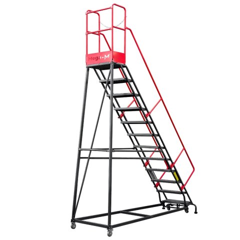 Drabina magazynowa przejezdna 12 stopni wysokość 306 cm MTP003340