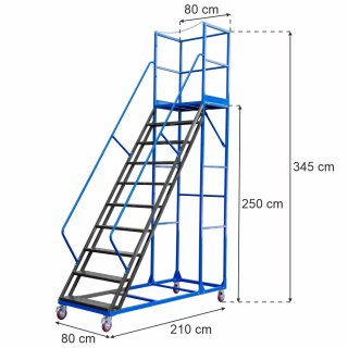 Drabina magazynowa przejezdna standard 10 stopni H250 cm MTP004356